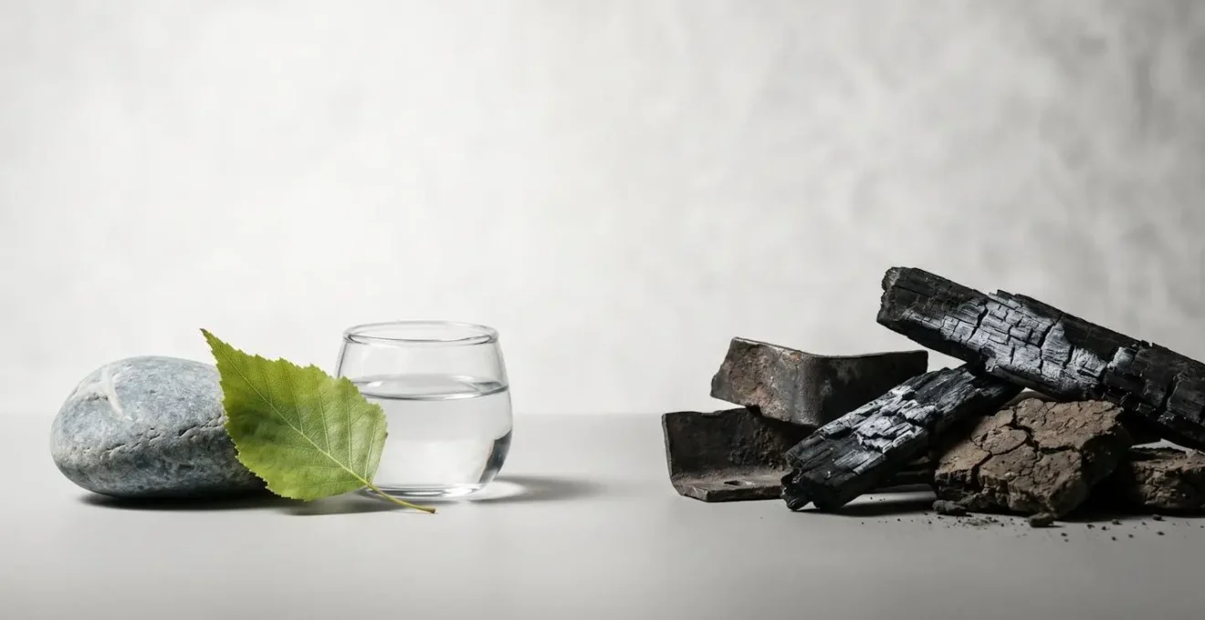 Visualisation conceptuelle de l'impact environnemental d'un voyage à travers des éléments naturels contrastés