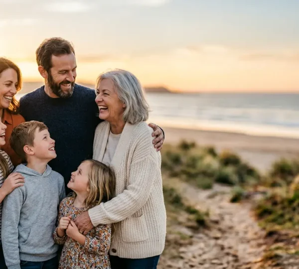 Famille partageant un moment de complicité et de joie ensemble en vacances