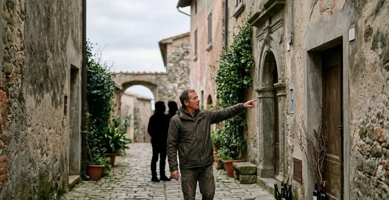 Guide touristique local présentant un élément du patrimoine artisanal régional à un petit groupe