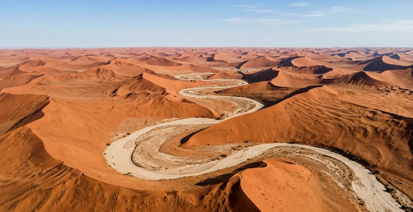 Paysage namibien emblématique représentant l'essence de l'aventure et des choix stratégiques de voyage
