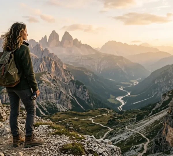 Voyageur solitaire contemplant un paysage naturel lors d'un voyage slow travel